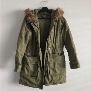 Vince. Green Utility Jacket w/ Removable Hood.